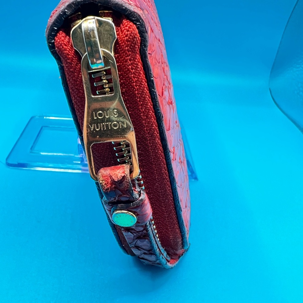 Louis Vuitton Zippy Wallet Round Zipper Long Monogram Exotic Python Orange - Picture 5 of 12